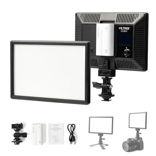 VILTROX L116T LED Licht Panel - Dauerlichter mit dimmbaren 3300K-5600K Farbtemperatur, ideal für YouTube-Videoaufnahmen und Fotografie. Ultra-schlankes Design und hohe Helligkeit für perfekte Lichtverhältnisse.