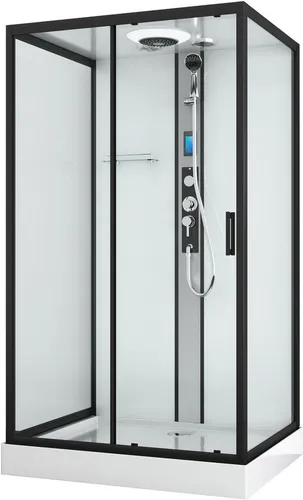 Komplettduschkabine BOSTON schwarz - Duschkabine mit integriertem Bluetooth, Radio und LED-Beleuchtung für ein luxuriöses Duscherlebnis. Ideal für moderne Badezimmer.