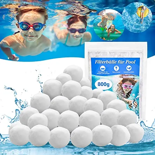 Filterbälle für Sandfilteranlagen – 800g Pool Ersatz für 28Kg Filtersand - Hochwertige Filterbälle für Sandfilteranlagen aus 100% Polyester. Effiziente Filtration für sauberes Wasser und einfache Wartung. Ideal für Pools und Aquarien, wiederverwendbar und umweltfreundlich.