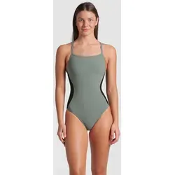 Arena Women's Mesh Panels Swimsuit Closed Back - Oliv - Badeanzug in Oliv, Größe 34, mit Stretch und verstellbaren Trägern, ideal für Wassersport. Hochwertiges Material sorgt für optimalen Tragekomfort.