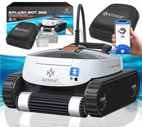 KESSER® Poolroboter für Boden und Wand - Automatische Poolreiniger mit App-Funktion und leistungsstarkem IP X8 Motor für eine gründliche und effiziente Reinigung von Pools bis 100m².