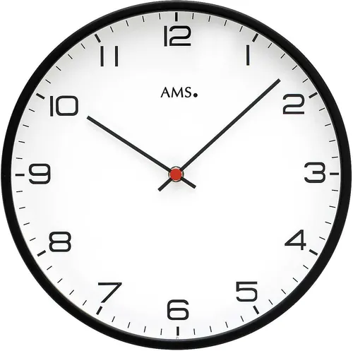 AMS Wanduhr Modell 9659 - Modernes Design 30x30 cm - Elegante Wanduhr mit analoger Anzeige und klassischem Weiß. Ideal für jeden Raum, batteriebetrieben und aus hochwertigen Materialien gefertigt.