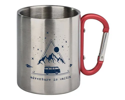 Moses. Verlag Becher Edelstahl Karabiner-Becher 300 ml doppelwandig für Outdoor