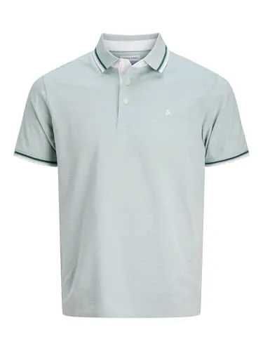 Jack & Jones Poloshirt JJEPAULOS POLO SS NOOS - Slim Fit in Mineral Blue - Modisches Poloshirt aus 100% Baumwolle, pflegeleicht und ideal für den Alltag. Slim Fit Schnitt für eine moderne Passform. Maschinenwaschbar und mit stylischem Polokragen.