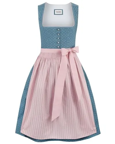 Stockerpoint Damen Madeline Midi Dirndl, Rauchblau, 40 - Freizeitkleider für Damen mit geradem Ausschnitt, ideal für festliche Anlässe und besondere Momente.