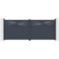 Casanoov Flügeltor Halti 400x160cm & Gartentür 100x160cm Aluminium Grau - Hochwertiges Flügeltor und Gartentür aus Aluminium in elegantem Grau. Ideal für den Außenbereich, langlebig und pflegeleicht. Perfekte Lösung für Ihre Einfriedung.