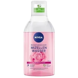 NIVEA Rosenwasser Mizellenwasser 400 ml - Gesichtsreiniger mit MicellAIR Technologie für sanfte und effektive Reinigung, entfernt selbst wasserfestes Make-up und pflegt mit natürlichem Rosenwasser.