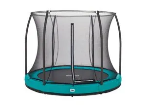 Salta Trampolin Comfort Edition Ground ø 213 cm Grün - Trampolin mit nur 20 cm Höhe, ideal für Kinder. Sicheres, feinmaschiges Netz und stabiler verzinkter Stahlrahmen für unbeschwertes Springen.