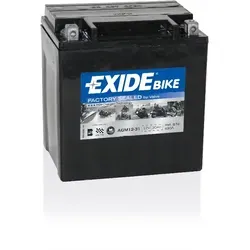 Exide 12-31 AGM Motorradbatterie 12V 30Ah 430A - Motorradbatterien mit AGM-Technologie, langlebig und schnellladend, ideal für ganzjährige Nutzung auch bei kaltem Wetter.