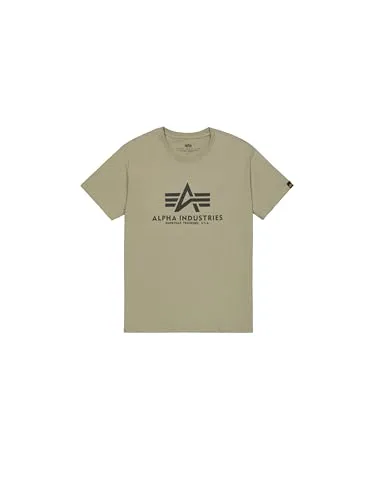 Alpha Industries Basic T T-Shirt Herren Grün M - Klassisch geschnittenes T-Shirt in Grün mit großem Alpha Logo auf der Brust. Aus 100% Baumwolle, ideal für den täglichen Komfort und lässige Outfits.