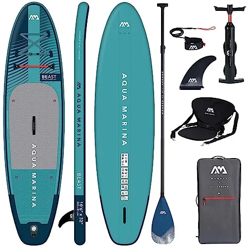 Aqua Marina Aufblasbar Sup Board Stand up Paddle AQUAMARINA Beast Komplette Packung 320x81x15cm (Beast + Kayak Sitz)