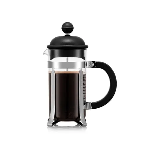 Bodum Kaffeebereiter "Caffettiera" - 350 ml Schwarz, für perfekten Kaffeegenuss - Kaffeebereiter aus hitzeresistentem Borosilikatglas, ideal für bis zu 3 Tassen. Klassisches French-Press-System, spülmaschinenfest für einfache Reinigung.