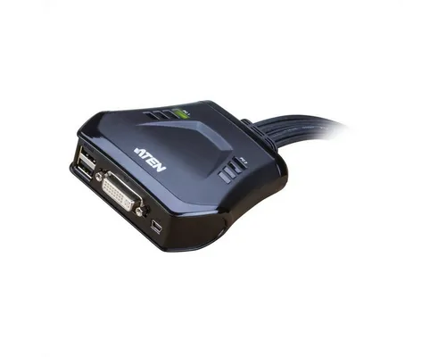 Aten CS22D USB DVI KVM Switch (2-Port) - 2-Port KVM Switch für DVI und USB 2.0, ideal für den einfachen Wechsel zwischen zwei Computern