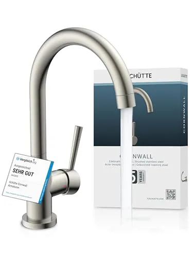 Schütte Spültischarmatur CORNWALL - Energiesparender Cold-Start, 360° schwenkbare Mischbatterie in edelstahloptik