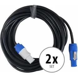 Pronomic Power Twist 10 Stromkabel 10m 2x Set - 2x 10m Stromkabel für Aktiv-Lautsprecher und Scheinwerfer, ideal zum Durchschleifen, PowerCon-kompatibel für zuverlässige Verbindung.