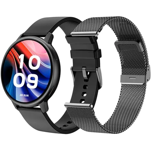 SPC Smartee Duo Classic Smartwatch Schwarz mit Extra Armband - Smartwatch mit 1,43" AMOLED-Display, 8 Tagen Akkulaufzeit und Gesundheitsüberwachung. Ideal für stilbewusste Nutzer, die Funktionalität und Eleganz schätzen.