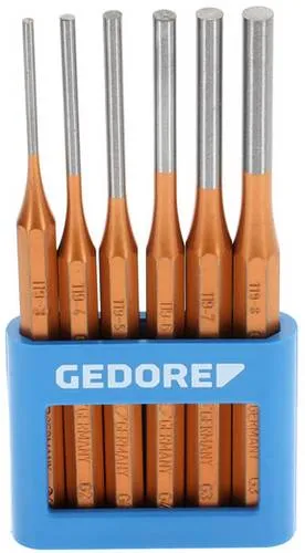 Gedore Splinttreiber-Set 6tlg. im PVC-Halter - Schraubwerkzeuge, langlebige Schlagköpfe aus hochwertigem Chrom-Molybdän-Vanadium Stahl, ideal für präzises Arbeiten.