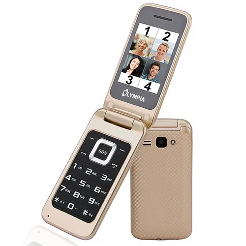 OLYMPIA Luna Gold Mobiltelefon für Senioren - Seniorenhandy mit extra großen Tasten, einfacher Bedienung und Notruftaste, ideal für Sicherheit und Komfort im Alltag.