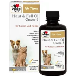 Doppelherz für Tiere Haut Fell Öl für Katzen und Hunde - 250 ml, unterstützt Hautfunktion und sorgt für glänzendes Fell mit hochwertigen Omega-3 Fettsäuren