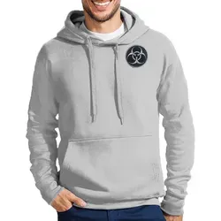 Blondie & Brownie Hoodie Biohazerd Toxic Patches Herren Hoodie Symbol Patch Urban Streetwear (Einzelprodukt, Einzelartikel) ToxicPatch Urban Shield Herrenhoodie grau L