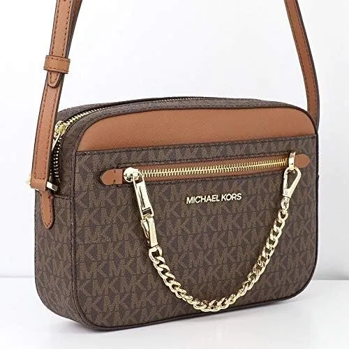 Michael Kors Jet Set Umhängetasche LG EW Chain Crossbody Braun - Umhängetasche für Damen aus hochwertigem Leder, mit elegantem Goldverschluss und praktischem Reißverschluss, ideal für Freizeit und besondere Anlässe.
