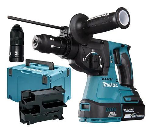 Makita DHR243 Bohrhammer - kabellos mit 3 Modi - Bohrmaschinen - Schnurloser Bohrhammer mit SDS-plus, 2 Joules Schlagenergie und 18 V, ideal für vielseitige Anwendungen auf der Baustelle.