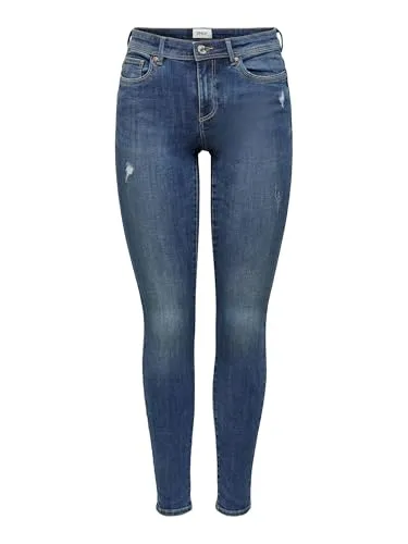ONLY Female Skinny Jeans ONLWAUW - Mittlere Taille und Skinny Fit - Stylische Skinny Jeans mit mittlerer Taille, ideal für einen modernen Look. Angenehm elastisches Material sorgt für perfekten Sitz und Komfort.