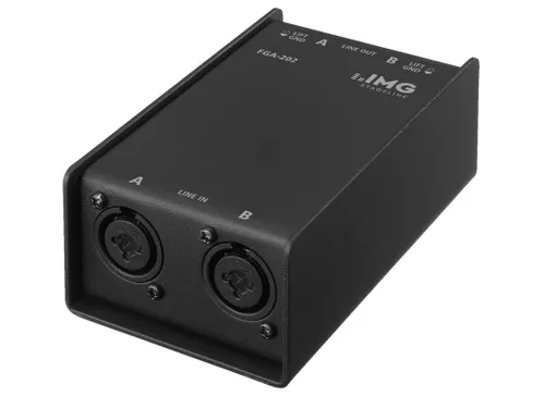 IMG Stageline FGA-202 DI Box - DI Boxen & Tools; 2-Kanal-Line-Übertrager mit Groundlift-Schalter zur Reduktion von Signalstörungen und Brummschleifen, ideal für professionelle Audioanwendungen.
