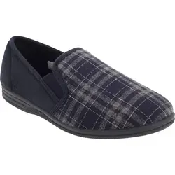 Zedzzz Herren Harley Hausschuhe mit Filz, kariert DF821 - Marineblau (42 EUR) - Bequeme karierte Pantoffeln aus hochwertigem Textil, ideal für entspannte Stunden zu Hause. Perfekte Passform und angenehmer Tragekomfort.