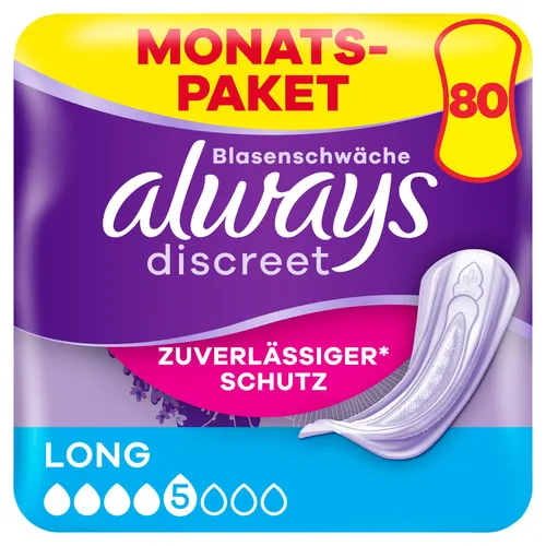 always Slipeinlagen discreet Long - 80 Stück, zuverlässiger Schutz und diskrete Sicherheit für jeden Tag