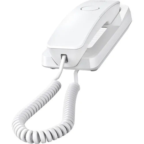 Gigaset DESK 200 Analoges Telefon Weiß - Festnetztelefon mit platzsparendem Design, einfach wandmontierbar und benötigt keine separate Stromversorgung. Ideal für Zuhause oder Büro mit 10 Kurzwahltasten.