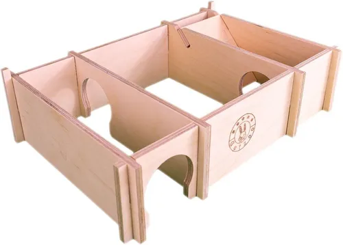 Getzoo Nagerhaus Wohnlabyrinth Leyla - Tierhäuser für Farbmäuse, Hamster und Zwerghamster, aus hochwertigem Holz mit 3 Kammern und 2 Eingängen für ein spannendes Wohn- und Spielvergnügen.