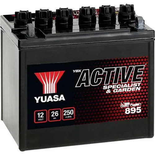 Yuasa Garden Autobatterie 12 V 26 Ah T4 (895) - Hochleistungsbatterie für Gartengeräte - Kfz & Fahrrad - Ideal für Aufsitzmäher und Gartentraktoren, bietet ganzjährige Höchstleistung unter allen Bedingungen.