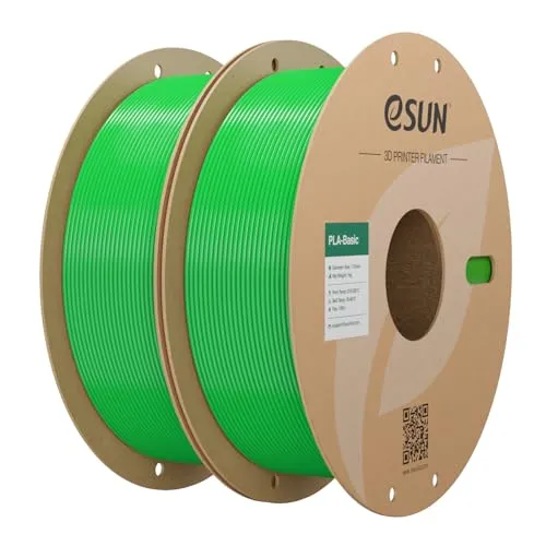 eSUN PLA Filament 1.75mm, PLA Basic 3D Drucker Filament Maßgenauigkeit +/- 0.03mm, 1KG pro Spule, 2 Spulen 3D Druck 3D Filament, Grün-2KG