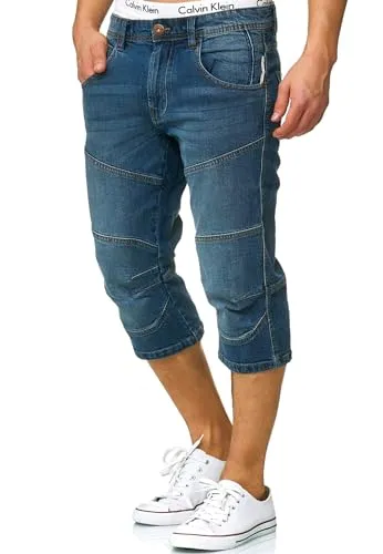 Indicode 3/4-Jeans Fortune - Herren-Shorts in Medium Indigo, 3/4 Jeansshorts mit 5 praktischen Taschen für einen lässigen Look und hohen Tragekomfort.