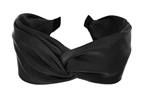 axy Breiter Haarreif mit raffinierten Knoten - Satin bezogen - Damen Haarreifen Stirnband Haarschmuck HRD3 (Schwarz)