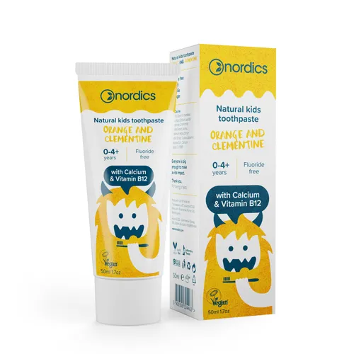 Kinder-Zahnpasta Fluoridfrei - 0-4+ Orange-Clementine mit Kalzium & B12 - 50ml