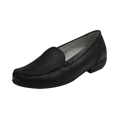 WALDLÄUFER Damen Pumps Trotteur Schwarz Gr. 37,5 - Bequeme Damen Slipper aus hochwertigem Hirschleder, ideal für den täglichen Einsatz. Mit herausnehmbarer Fußbetteinlage und flexibler Laufsohle für optimalen Tragekomfort.