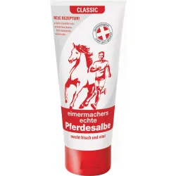Eimermacher 321542 Pferdesalbe 200 ml Tube - kühlendes Einreibemittel für Pferde, entspannt und aktiviert müde Muskulatur, zieht schnell ein und verklebt nicht