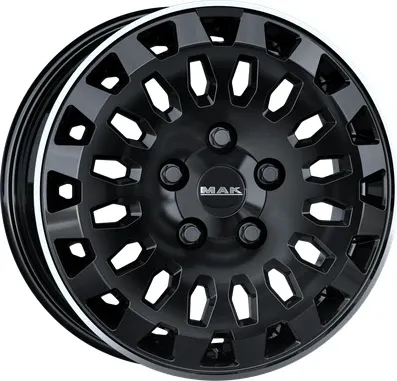 Mak Overland Alufelge 8x18 ET45 - Gloss Black mit Mirror Ring - Auto & Motorrad - Hochwertige 8x18 Alufelge in glänzendem Schwarz mit Mirror Ring, ideal für sportliche Fahrzeuge und ein individuelles Design.