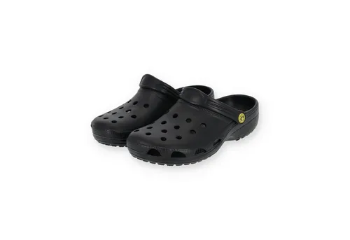 Borussia Dortmund BVB Clogs schwarz - Klassische Gartenschuhe - Offizieller BVB Fanartikel für Fans, mit gelbem Emblem und verstellbaren Riemchen, ideal für den Freizeitgebrauch.