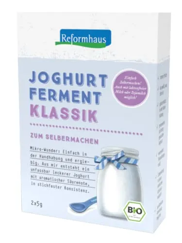 Reformhaus Joghurt-Ferment Classic, 10 g - Ideal zur Herstellung von cremigem Joghurt zu Hause. Mit geprüfter Qualität für ein ausgezeichnetes Geschmackserlebnis. Perfekt für Joghurtmaschinen geeignet.