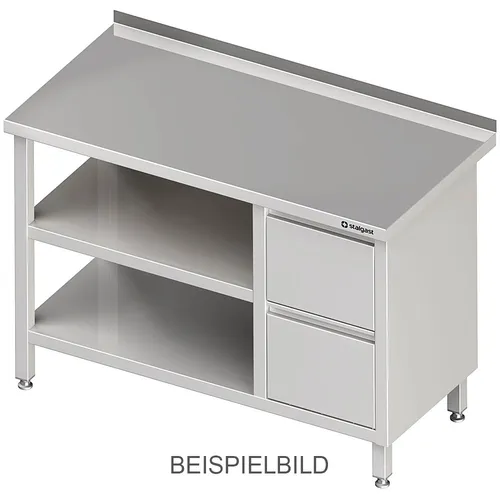 Arbeitstisch mit Grund- und Zwischenboden, 1800x700x850 mm, mit 2 Schubladen - Gestalten Sie Ihren Arbeitsplatz effizient mit diesem robusten Arbeitstisch. Die zwei leichtgängigen Schubladen und der zusätzliche Stauraum bieten Platz für all Ihre Utensilien. Ideal für eine ordentliche und strukturierte Arbeitsumgebung.