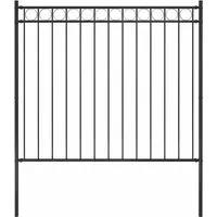 vidaXL Gartenzaun Stahl 1,7x1,5 m Schwarz - Gartenzäune für Sicherheit und Privatsphäre, aus pulverbeschichtetem Stahl, stabil und langlebig mit elegantem kreisförmigem Oberteil.