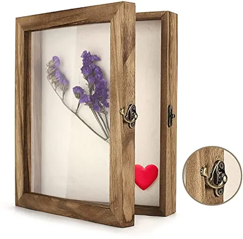 TJ.MOREE Blumen Große Schattenbox Vitrine Rahmen mit Glasfenstertür Bilderrahmen Hochzeitsstrauß Erinnerungsstücke Medaillen Fotos Erinnerungsbox für Andenken
