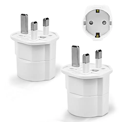 UK Reiseadapter Typ G für England und mehr - 2er Pack kompakter Reiseadapter für Großbritannien, ideal für Geräte mit europäischem Stecker. Perfekt für Reisen nach England, Schottland und viele weitere Länder. Sicher und platzsparend!
