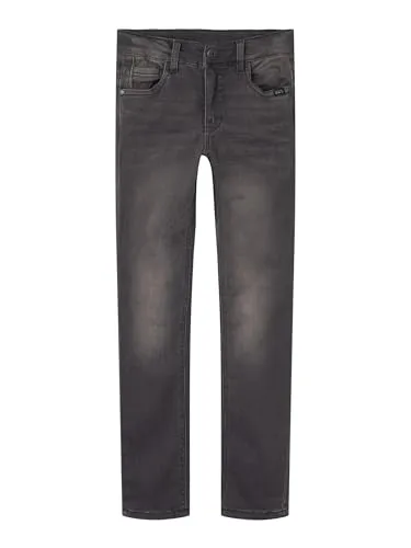 NAME IT Nkmtheo Xslim 1507-cl Noos Jeans, Dark Grey Denim - Jungen-Jeanshosen mit extra slim Fit und verstellbarem elastischen Taillenbund für optimalen Tragekomfort und perfekte Passform.