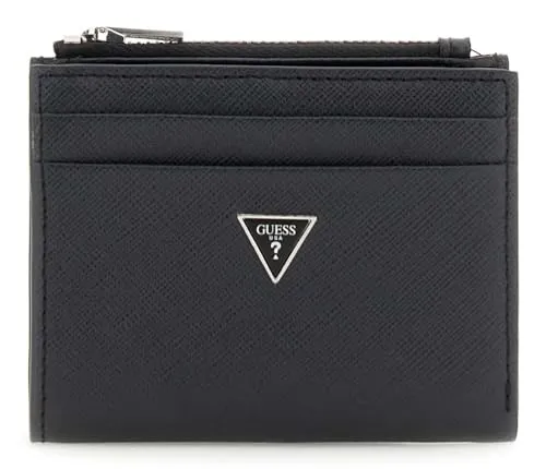 GUESS Milano Bifold Top Zip Wallet Black – Stilvoller Geldbeutel - Eleganter Geldbeutel mit schlichter Optik, mehreren Kartenfächern und RFID-Schutz. Ideal für optimale Organisation und Sicherheit im Alltag. Hochwertiges Material für Langlebigkeit und angenehme Haptik.