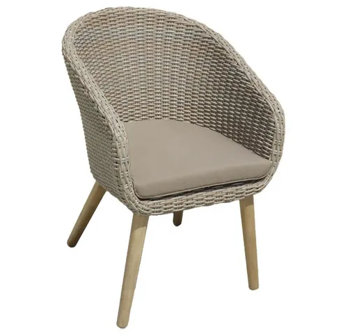 Lomadox Gartenstuhl HGA-120, Korbstuhl mit Auflage - Stuhl aus Polyrattan, wetterfest und bequem, ideal für Garten und Terrasse. Maße ca. 61x82x62 cm, inklusive weicher Auflage für optimalen Sitzkomfort.