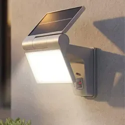 Telefunken Solar LED Außenleuchte mit Bewegungsmelder – Silber - Stylische Wandlampe mit Solar Panel und Bewegungsmelder, 420 Lumen Lichtleistung, ideal für den Außenbereich. Energieeffizient und modern gestaltet.